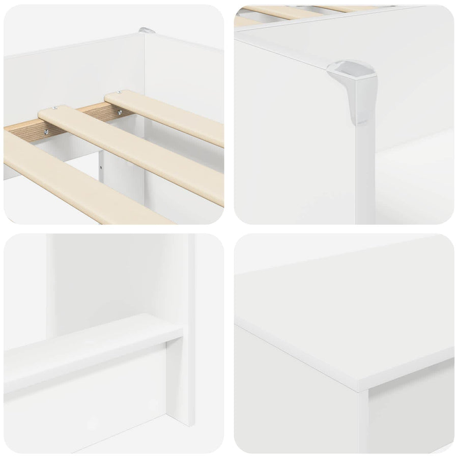 Hoge Bed Frame met Bureau voor Kinderen Wit 98.5 x 200 cm