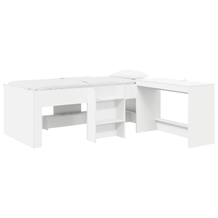 Hoge Bed Frame met Bureau voor Kinderen Wit 98.5 x 200 cm
