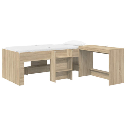 Hoge Bed Frame met Bureau voor Kinderen 2 st Sonoma Eiken