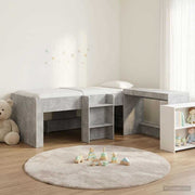 Bedframe met bureau 203x119.5x68.5 cm betongrijs