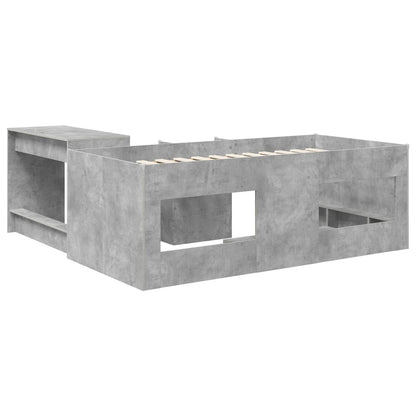 Hoge Bed Frame met Bureau voor Kinderen 2 st Betongrijs