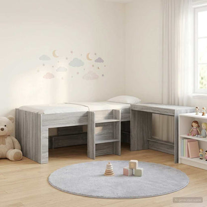 Hoge Bed Frame met Bureau voor Kinderen 2 st Grijs Sonoma
