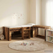 Kinderbed hoog met bureau 203x119,5x68,5 cm oud hout