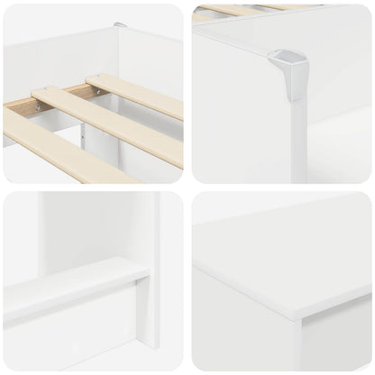 Hoge Bed Frame met Bureau voor Kinderen Wit 80 x 160 cm