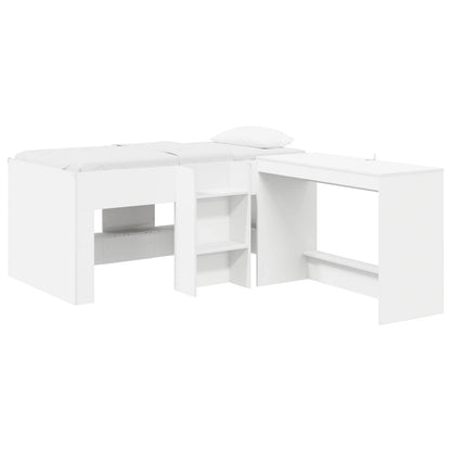 Hoge Bed Frame met Bureau voor Kinderen Wit 80 x 160 cm