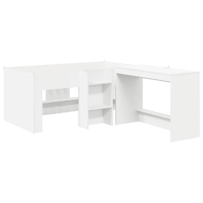Hoge Bed Frame met Bureau voor Kinderen Wit 80 x 160 cm