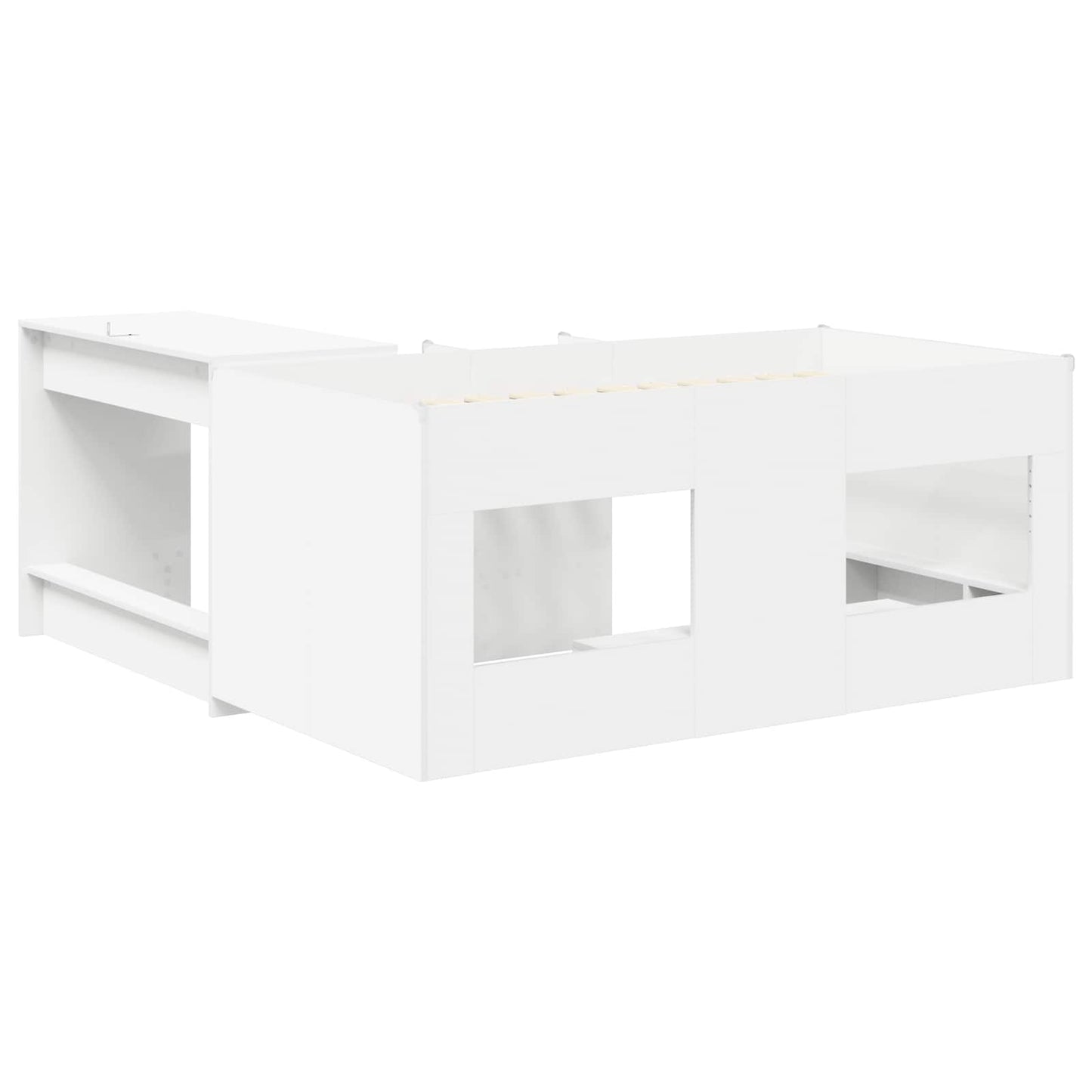 Hoge Bed Frame met Bureau voor Kinderen Wit 80 x 160 cm