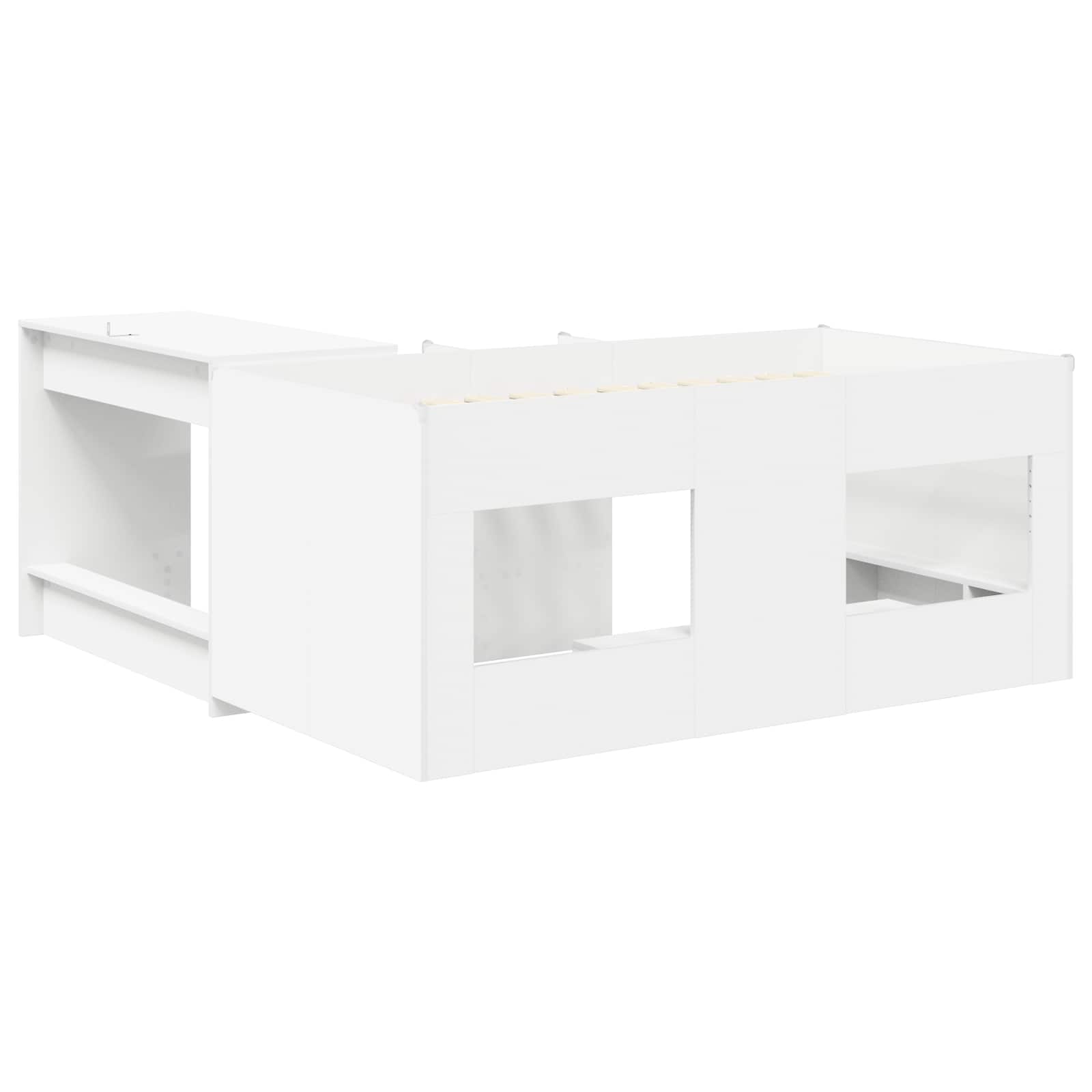 Hoge Bed Frame met Bureau voor Kinderen Wit 80 x 160 cm