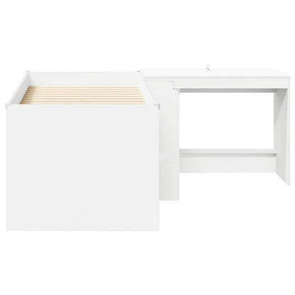 Hoge Bed Frame met Bureau voor Kinderen Wit 80 x 160 cm