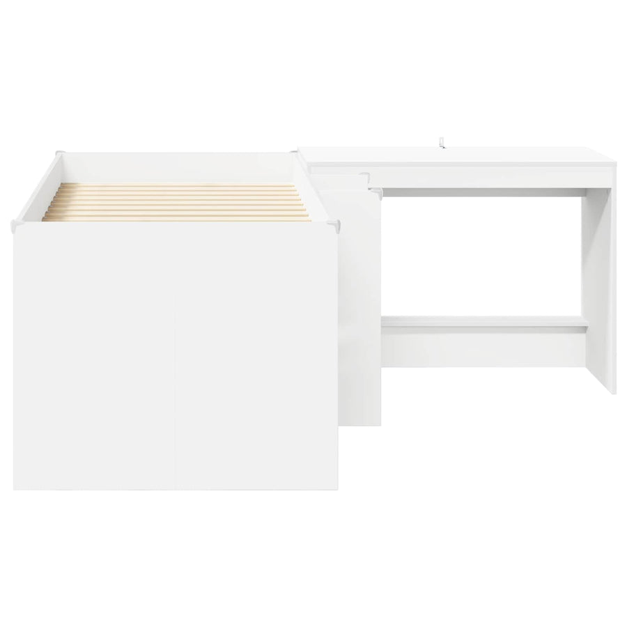 Hoge Bed Frame met Bureau voor Kinderen Wit 80 x 160 cm