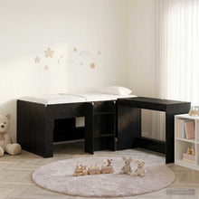 Hoge Bed Frame met Bureau voor Kinderen 2 st Zwart eiken