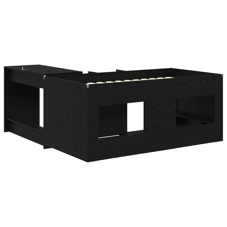 Hoge Bed Frame met Bureau voor Kinderen 2 st Zwart eiken
