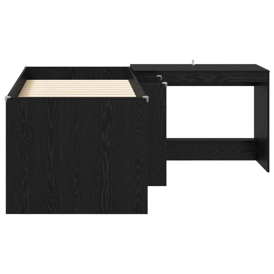 Hoge Bed Frame met Bureau voor Kinderen 2 st Zwart eiken