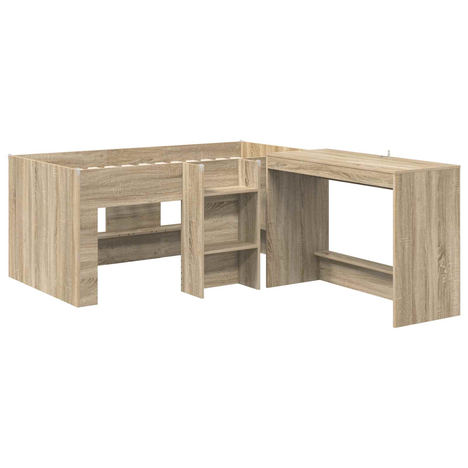 Hoge Bed Frame met Bureau voor Kinderen 2 st Sonoma Eiken