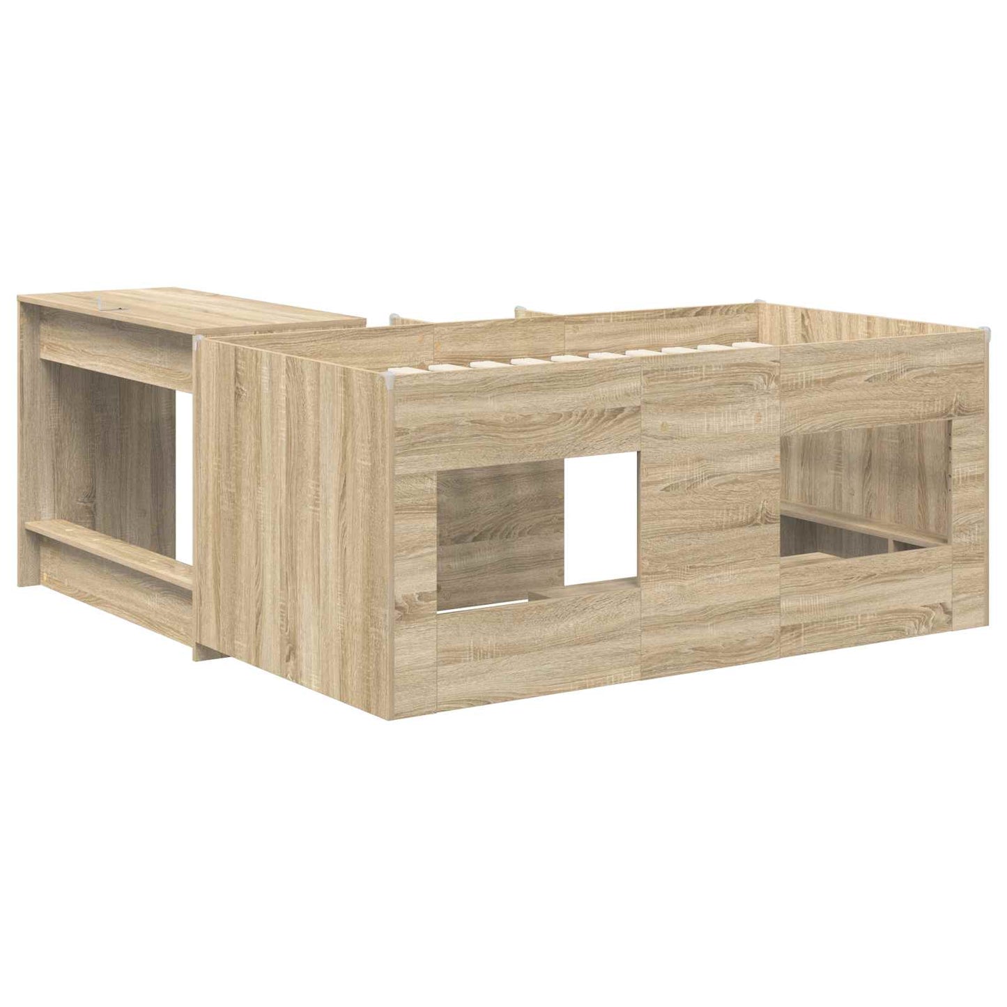 Hoge Bed Frame met Bureau voor Kinderen 2 st Sonoma Eiken