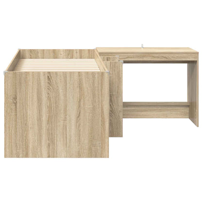 Hoge Bed Frame met Bureau voor Kinderen 2 st Sonoma Eiken