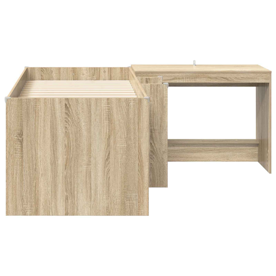 Hoge Bed Frame met Bureau voor Kinderen 2 st Sonoma Eiken