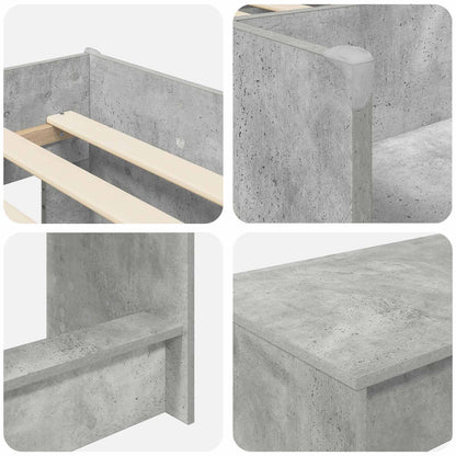 Hoge Bed Frame met Bureau voor Kinderen 2 st Betongrijs