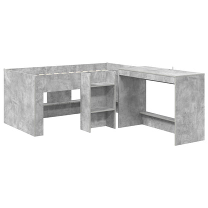 Hoge Bed Frame met Bureau voor Kinderen 2 st Betongrijs