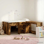 Hoge bed met bureau gerookt eiken 163x101x68.5 cm