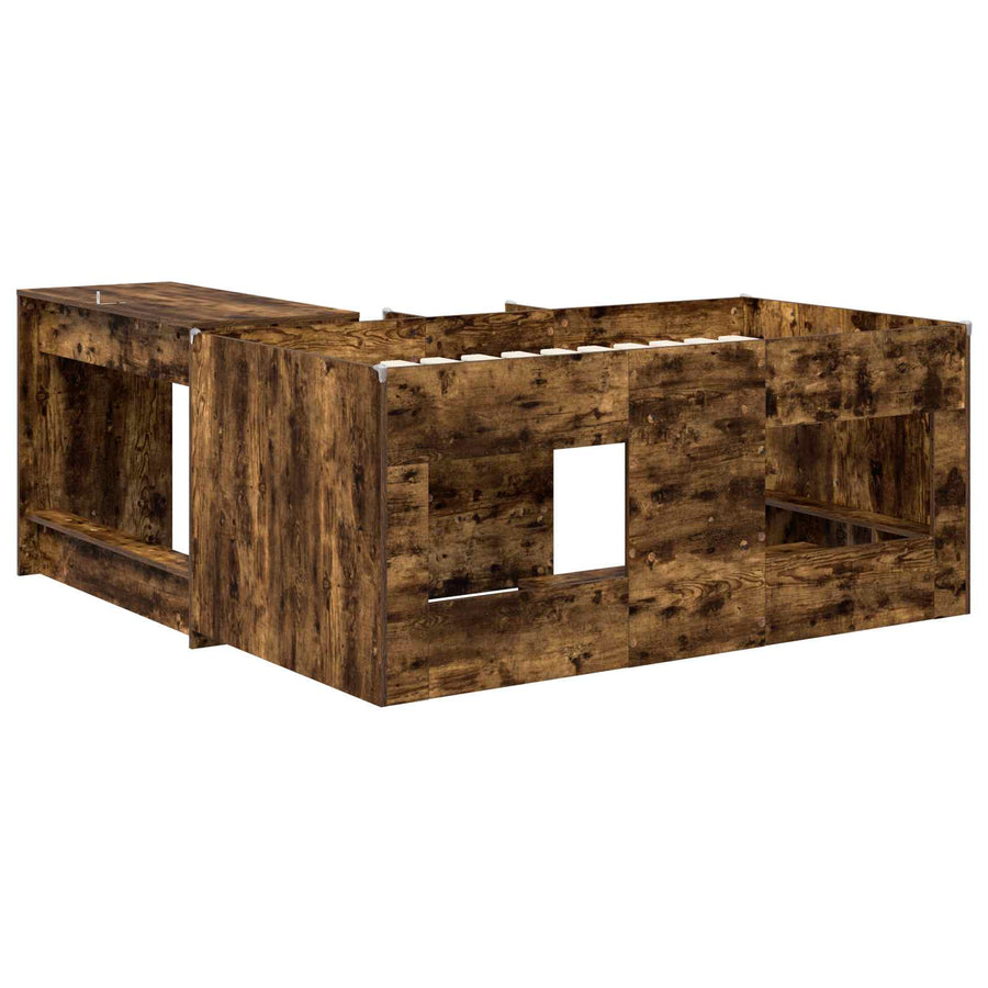 Hoge Bed Frame met Bureau voor Kinderen 2 st Gerookt eiken