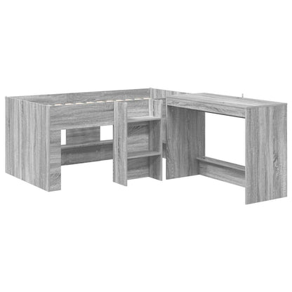 Hoge Bed Frame met Bureau voor Kinderen 2 st Grijs Sonoma