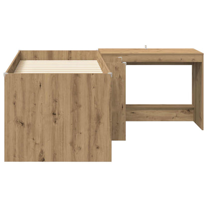 Hoge Bed Frame met Bureau voor Kinderen 2 st Artisanaal eiken