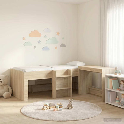 Hoge Bed Frame met Bureau voor Kinderen 2 st Sonoma Eiken