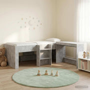 Hoogslaper met bureau 193x111x68,5 cm betongrijs bewerkt hout