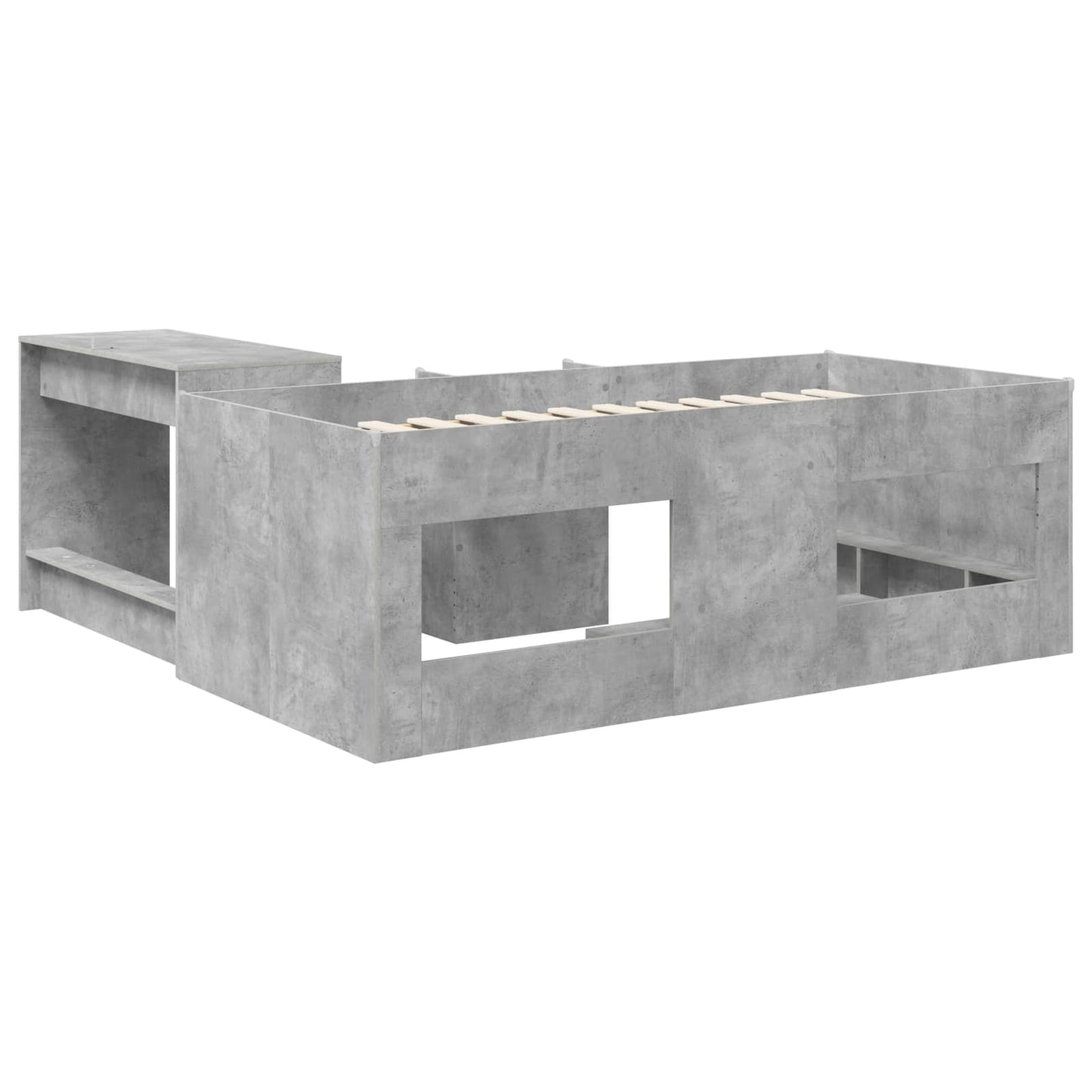 Hoge Bed Frame met Bureau voor Kinderen 2 st Betongrijs