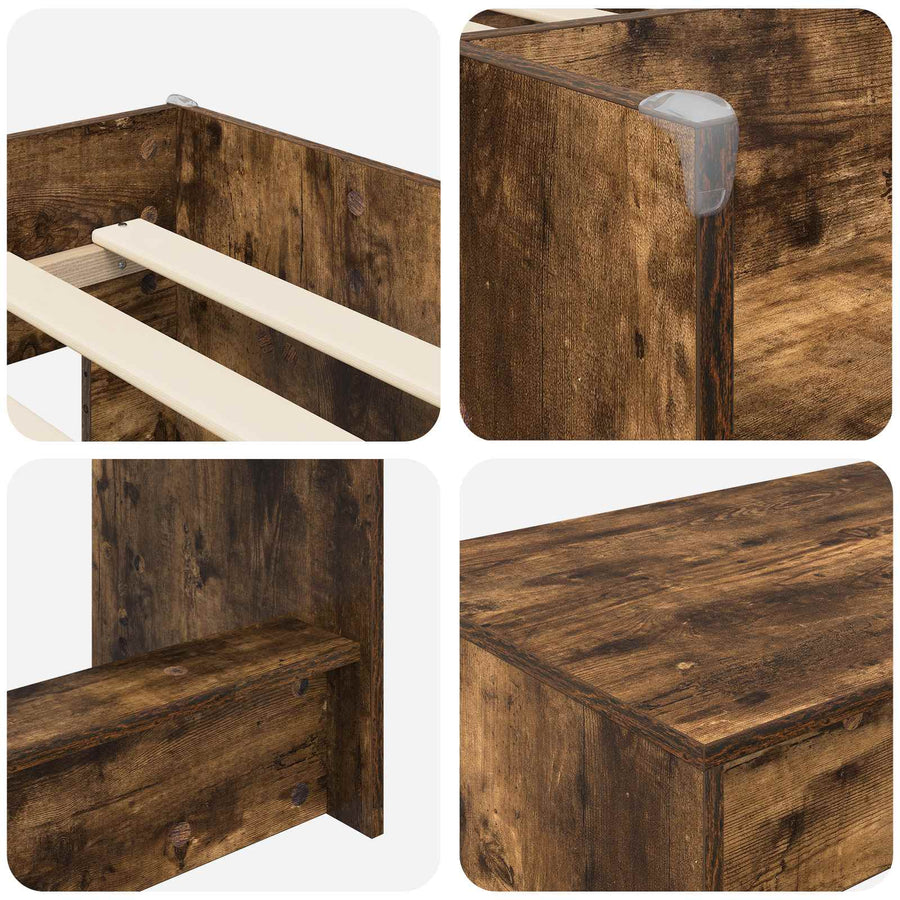 Hoge Bed Frame met Bureau voor Kinderen 2 st Gerookt eiken