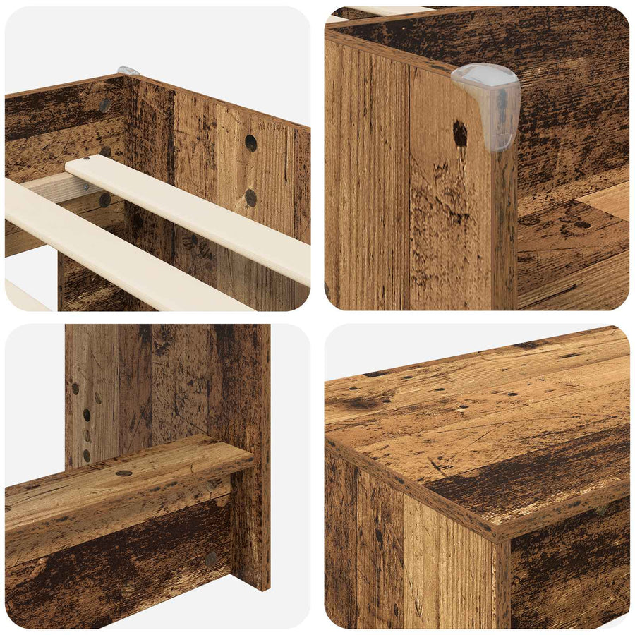 Hoge Bed Frame met Bureau voor Kinderen Oud hout 90 x 190 cm