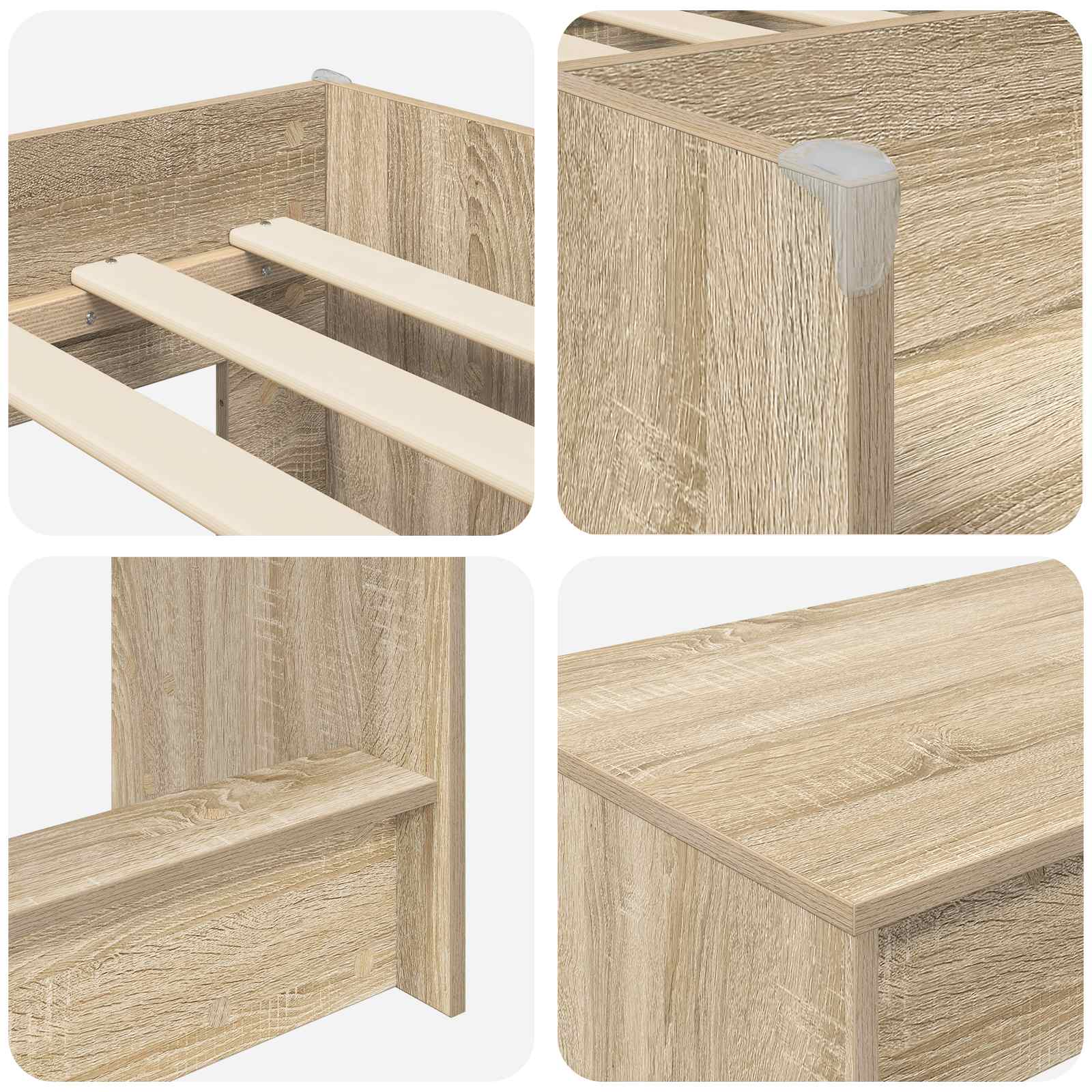 Hoge Bed Frame met Bureau voor Kinderen 2 st Sonoma Eiken