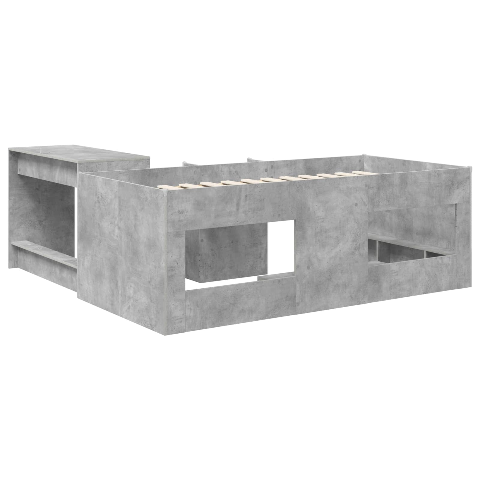 Hoge Bed Frame met Bureau voor Kinderen Betongrijs 75 x 190 cm