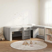 Kinderbed met bureau 193x96x68,5 cm grijs Sonoma