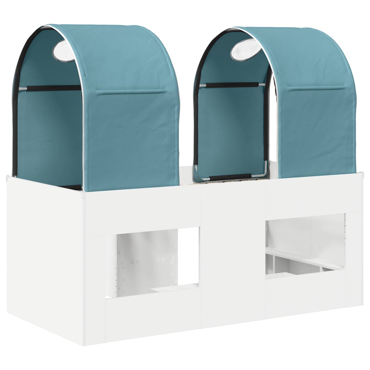 Bed met Tunnel 4 pcs Wit en Lichtblauw Bewerkt hout