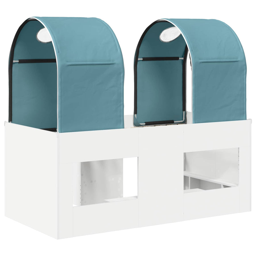 Bed met Tunnel 4 pcs Wit en Lichtblauw Bewerkt hout