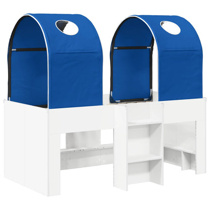 Bed met Tunnel 4 pcs Wit en Blauw Bewerkt hout