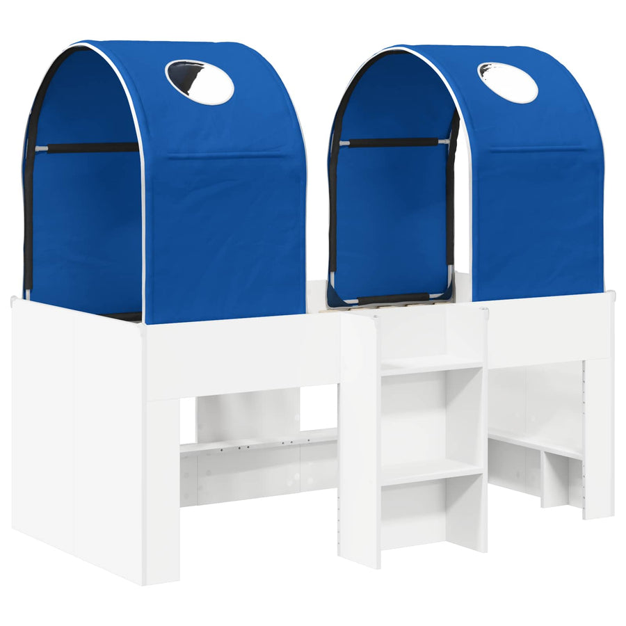 Bed met Tunnel 4 pcs Wit en Blauw Bewerkt hout