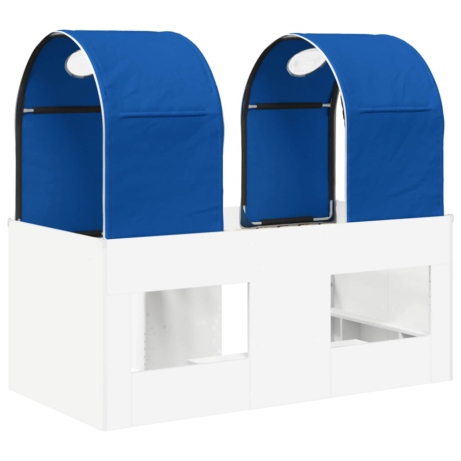 Bed met Tunnel 4 pcs Wit en Blauw Bewerkt hout
