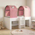 Bedframe 2 pers. wit roze bewerkt hout