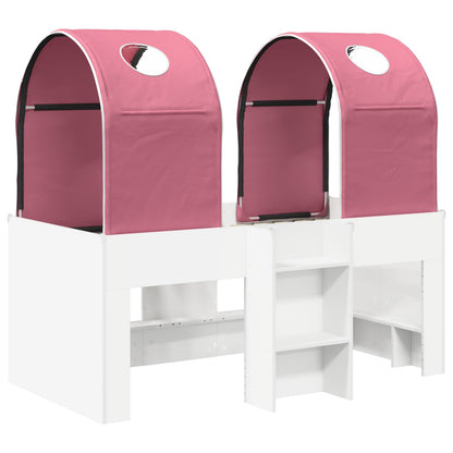 Bed met Tunnel 4 pcs Wit en Roze Bewerkt hout