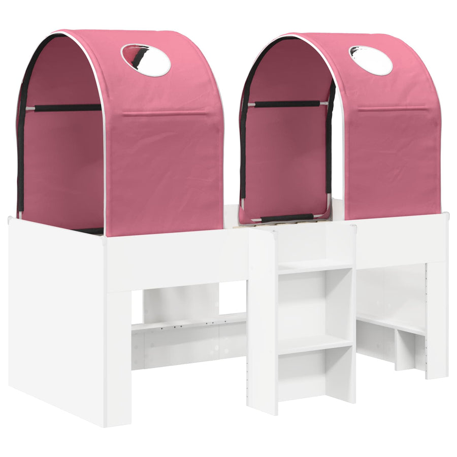 Bed met Tunnel 4 pcs Wit en Roze Bewerkt hout