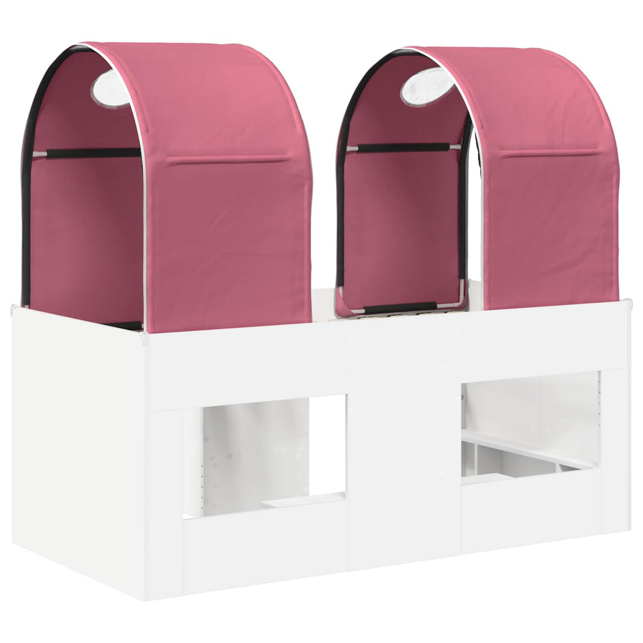Bed met Tunnel 4 pcs Wit en Roze Bewerkt hout