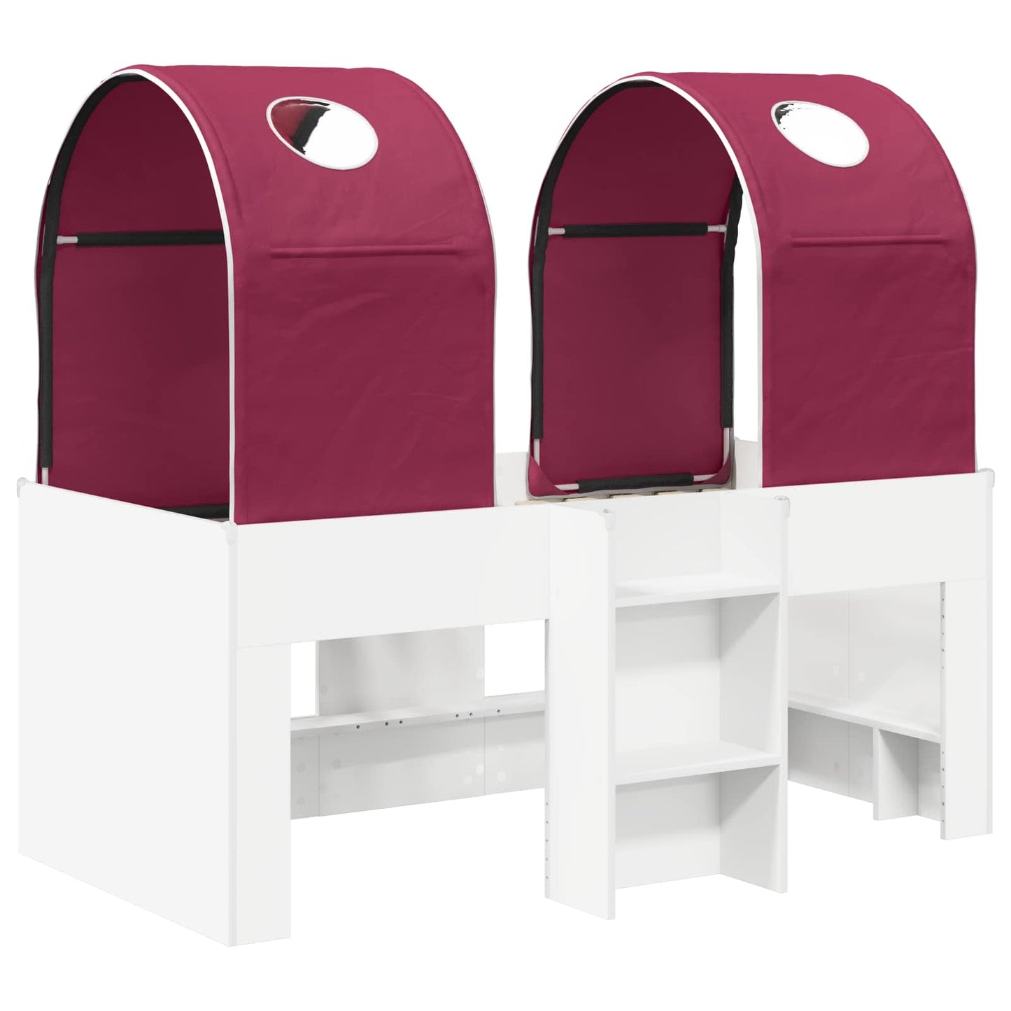 Bed met Tunnel 4 pcs Wit en Rood Bewerkt hout
