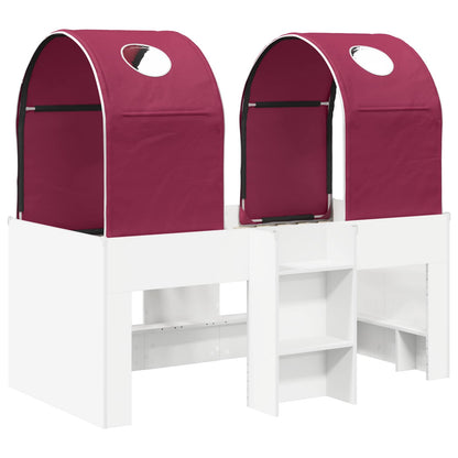 Bed met Tunnel 4 pcs Wit en Rood Bewerkt hout