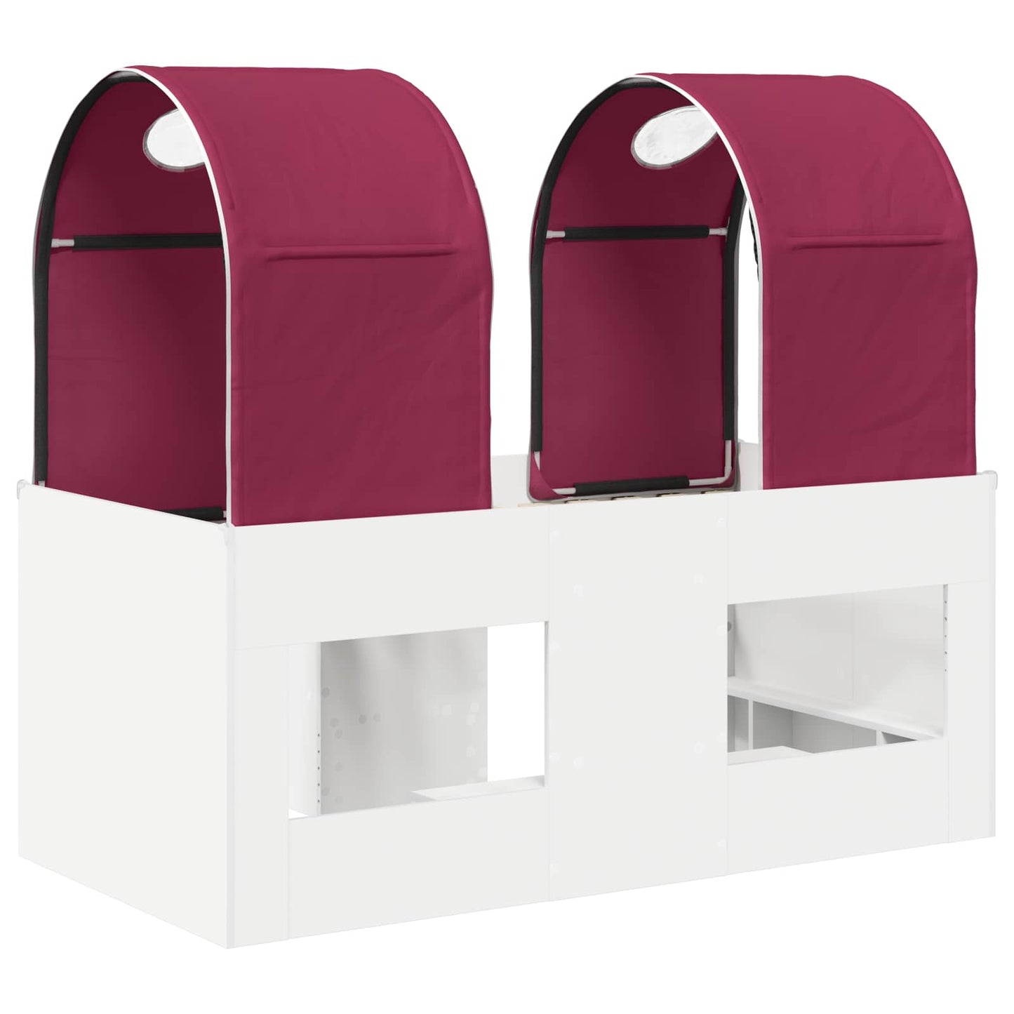 Bed met Tunnel 4 pcs Wit en Rood Bewerkt hout