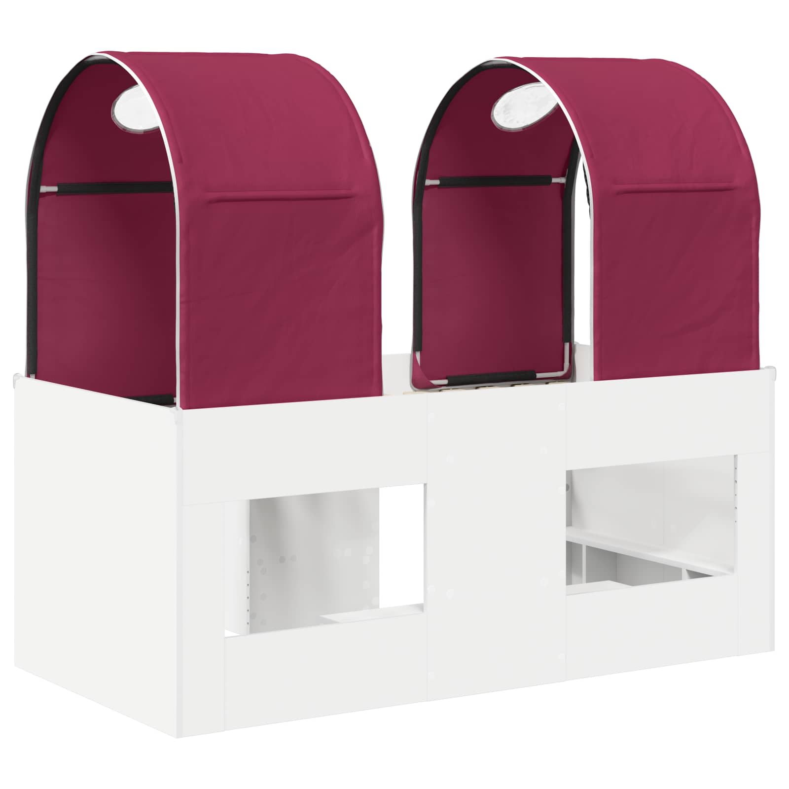 Bed met Tunnel 4 pcs Wit en Rood Bewerkt hout