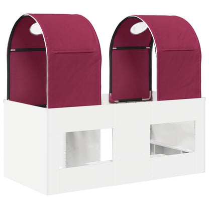 Bed met Tunnel 4 pcs Wit en Rood Bewerkt hout