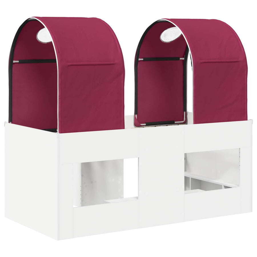 Bed met Tunnel 4 pcs Wit en Rood Bewerkt hout